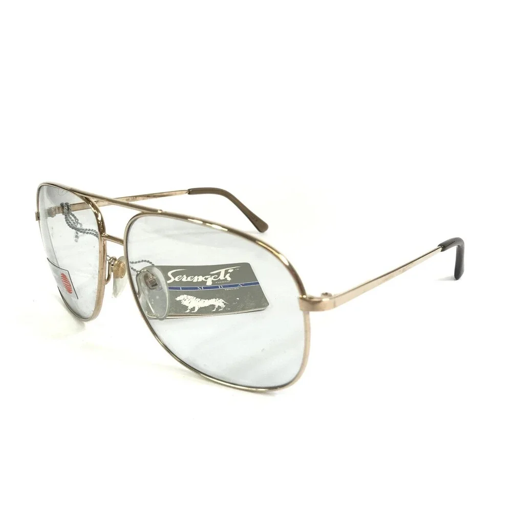 Vintage Serengeti Sunglasses Mens 5078M Species Gold Aviator Blue Photochromic